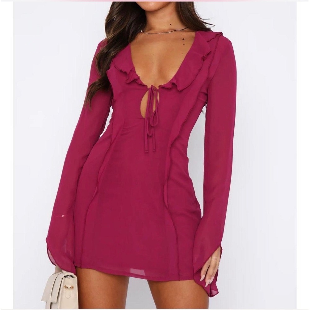 NWT White Fox Falling To Pieces Mini Dress Small Berry Ruffle Coquette Fairycore
